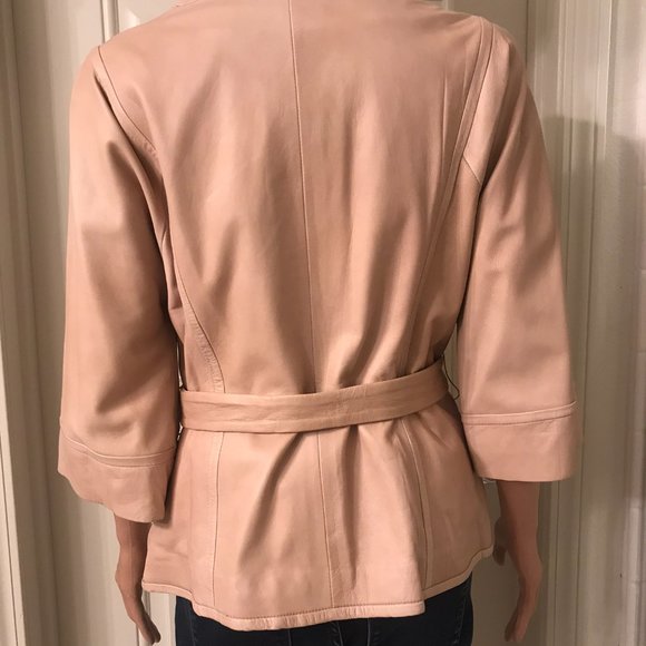 Nordstrom Leather Jacket with belt and closure with 5 hidden buttons. - Picture 9 of 12